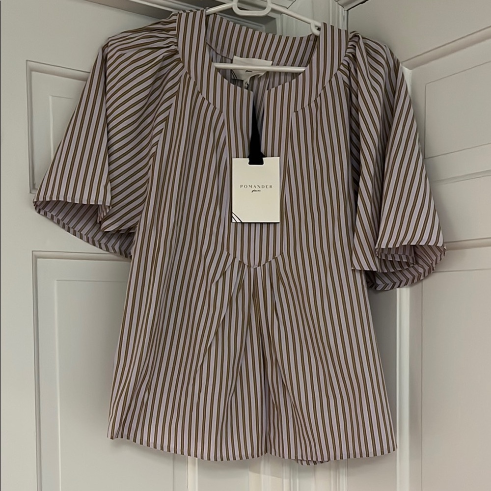 Pomander place Striped Blouse - Brown and White